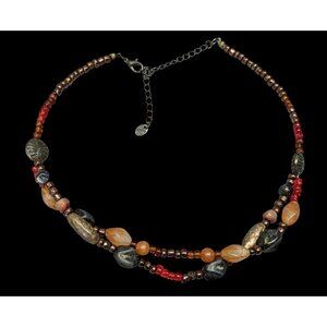 Nordstrom Earthy Beaded Glass And Faux Stone Necklace